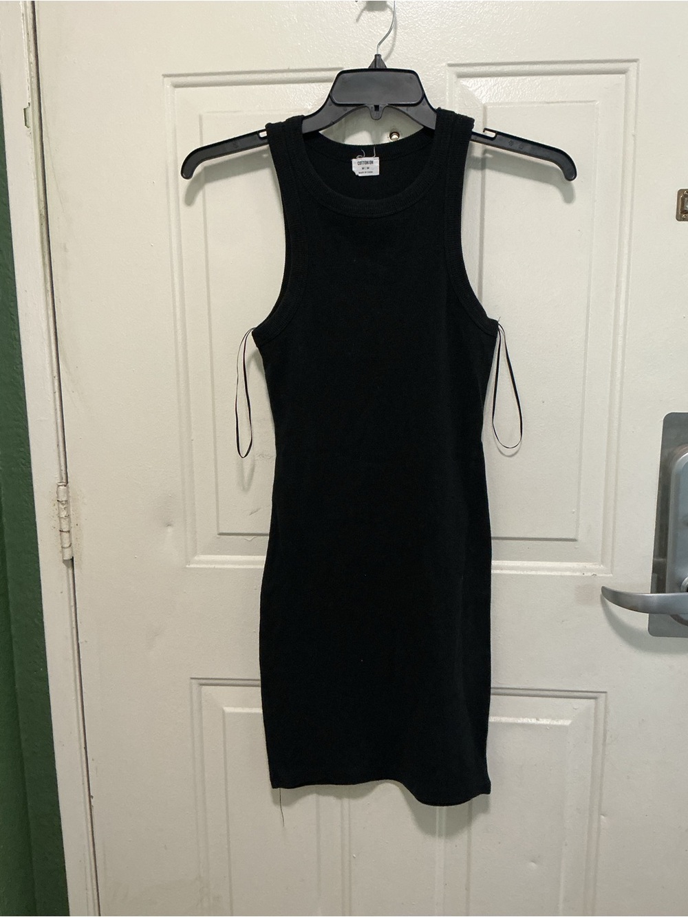 Cotton On Black Ribbed Tank Mini Dress with Side Ties